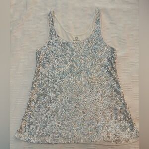 Old Navy Silver Sequin Sleeveless Tank Top